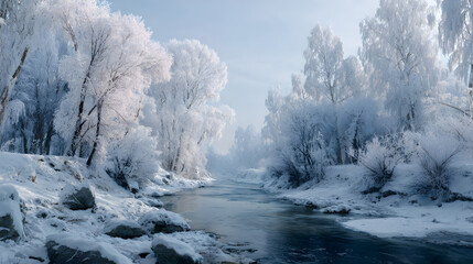 Captivating Icy Winter Lanscapes: Images of Snow, Frst, and Frozen Beauty in Srene Cold Weather Settings