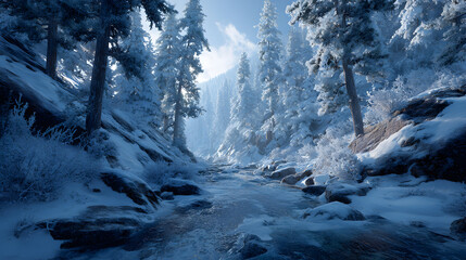 Captivating Icy Winter Lanscapes: Images of Snow, Frst, and Frozen Beauty in Srene Cold Weather Settings