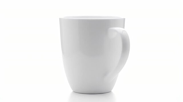 Close Up of a White Ceramic Mug Against a Clean White Background for Stock Photography