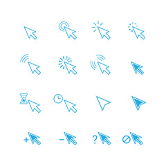 Set of cursor icons simple line vector design user interface elements for web and mobile applications isolated on white background