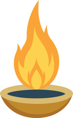 Copper lota filled with Ganga water and mango leaves flat vector illustration