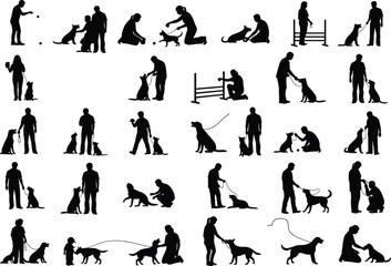 Dog Training and Companionship Silhouettes – 30 Scenes of Interaction and Agility