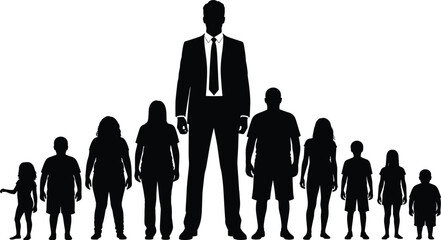 Generational Silhouette Line – Human Growth from Childhood to Adulthood