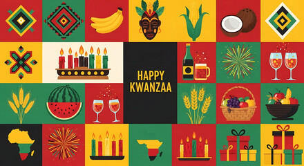 Vibrant kwanzaa celebration collage featuring symbols of culture and unity