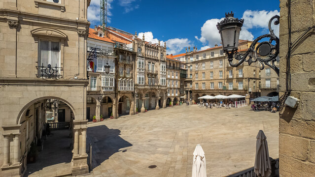 Top View of Plaza Mayor and City Hall in Ourense, Galicia, Spain