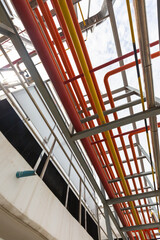 Ammonia pipeline and ammonia storage tank farm in the petroleum refinery.