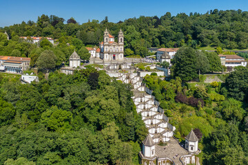 Aerial of Bom Jesus do Monte Sanctuary near Braga, Northern Portugal