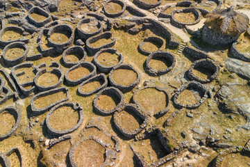 Aerial of Castro de Santa Trega Archaeological Site, A Guarda, Galicia, Spain