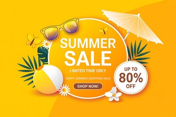 Summer sale discount promotional banner