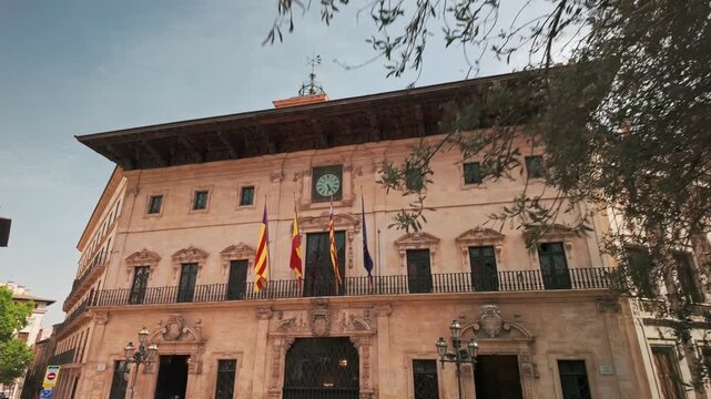 Historic building of Ajuntament or town hall of Palma de Mallorca, Spain