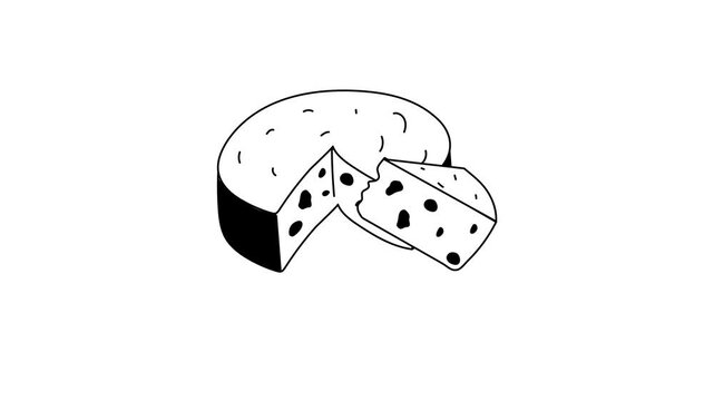 animated icon of cheese with a slice taken out, conveying a playful and appetizing mood