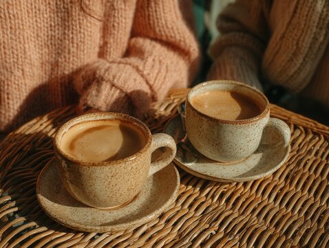Young couple enjoys warm coffee in cozy cafe atmosphere creating sweet moments together during a relaxed afternoon in the city