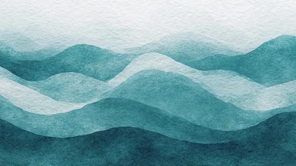 Fotobehang Abstracte Golf Blue azure turquoise abstract watercolor background for textures backgrounds and web banners design. Abstract background blue colors. Watercolor painting with turquoise sea waves pattern gradient  © Aleksandr Matveev