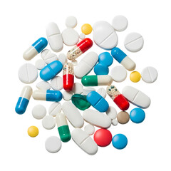 Colorful pills and capsules offer health solutions