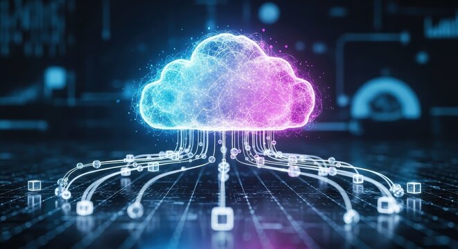 Futuristic Cloud Computing Concept. Ai generation
