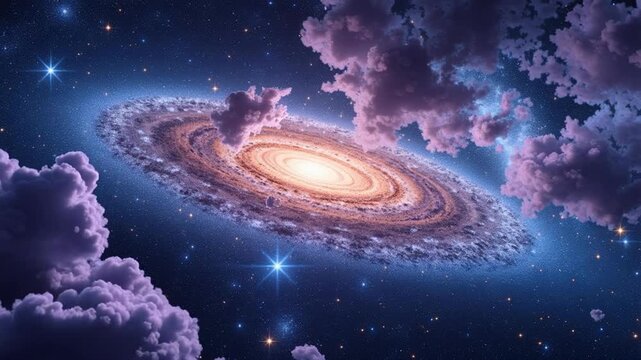 Stunning abstract galaxy motion with millions of shimmering stars in a continuous seamless loop, perfect for captivating backgrounds and visuals