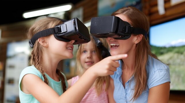 Immersive experience of people trying Virtual reality glasses