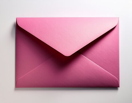 pink envelope with realistic texture and shadow symbolizing communication and correspondence isolated on a white background