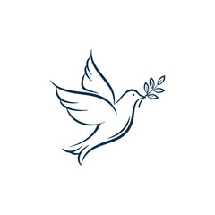 Dove of Peace with Olive Branch Icon