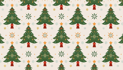 Obraz premium Vector illustration template featuring a festive christmas tree pattern in a modern flat design style with vibrant colors and bold lines