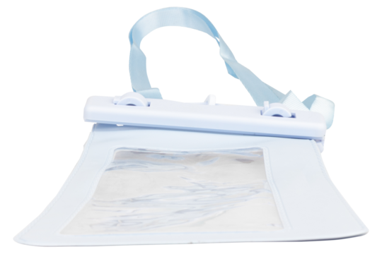 Waterproof Mobile Phone Case Blue with Lanyard Isolated on White background