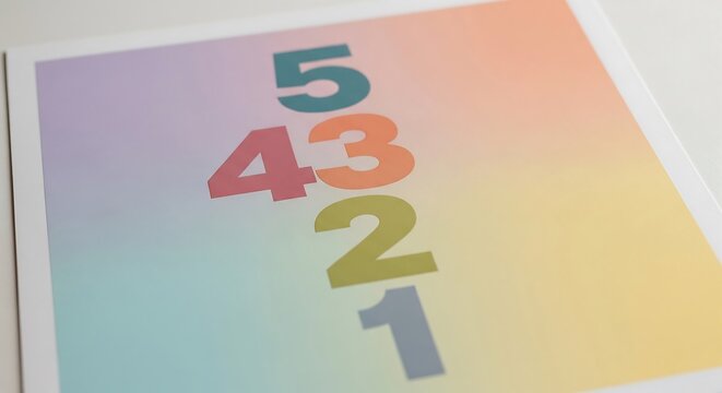 Minimalist countdown number illustration with soft gradient and clean design - Powered by Adobe