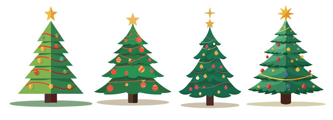  illustration of a christmas tree with a flat design style, incorporating simple shapes and bold lines, featuring a prominent tree