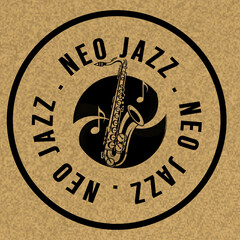 Neo Jazz Circular  Mono Logo-Smooth ,Textured Background