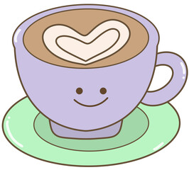 Cute cafe elements with hand draw useful for sticker note, planner or journal