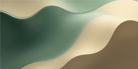 Abstract green background design with flowing waves and colorful curves pattern