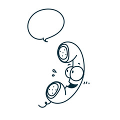 funny  old telephone cartoon character with talk bubble 