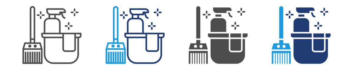 cleaning tools icon set multiple style