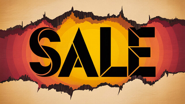 Bold sale announcement with retro graphic background