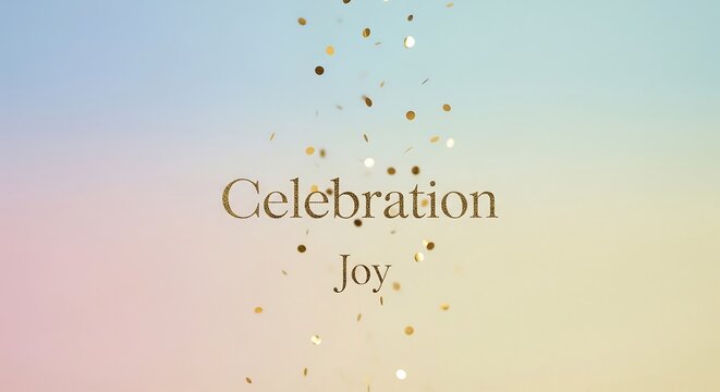 Minimalist celebration design featuring gold confetti and subtle typography