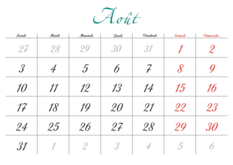 Minimalist French 2026 calendar with months and dates, clean typography design, white background