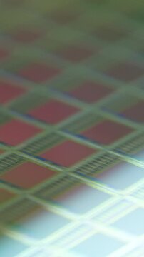 Macro shot of a silicon wafer used in semiconductor manufacturing