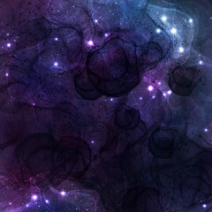 Deep space nebula with glowing stars and dark cosmic clouds galaxy cosmos