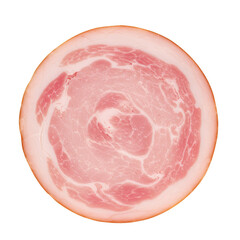 Raw pancetta slice isolated on transparent background