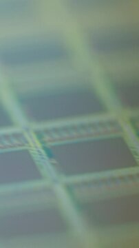 Macro shot of a silicon wafer used in semiconductor manufacturing