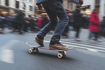 selective focus vibrant skateboard ride