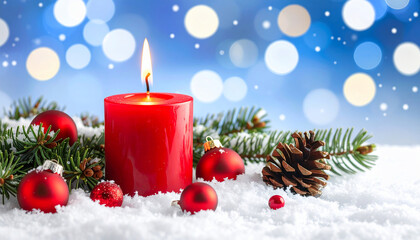 Christmas Candle and Ornaments