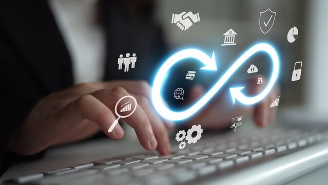 Infinity concept, limitless business potential, innovation opportunities, forward-thinking strategy, and embracing endless possibilities for creative growth and future development. Muxer