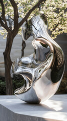 Ethereal Harmony: A Stunnig Dance of Metallic Reflecions and Nature