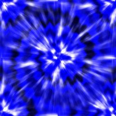 Radial blue and white abstract tie dye pattern with dark background image
