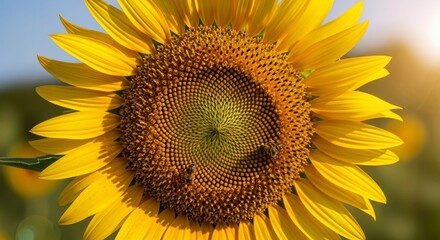 Naklejka premium Radiant Sunflower Blossom A Vibrant Celebration of Nature's Beauty and Golden Harmony