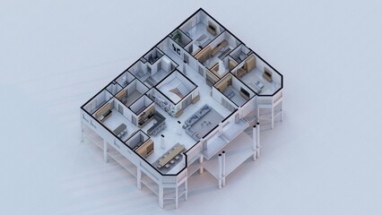 Elegant Modern Apartment Floor isometric Plan Visualization for Property Marketing