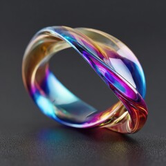 Abstract swirl pattern in a colorful glass ring featuring vibrant hues and smooth textures, capturing the elegance and artistry of modern jewelry design for stock photo use.