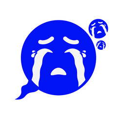 blue cry icon in speech bubble