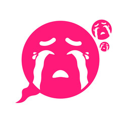 pink cry icon in speech bubble