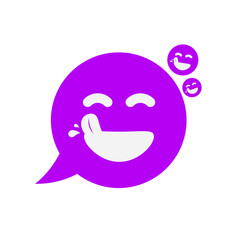 Obraz premium purple yummy icon in speech bubble
